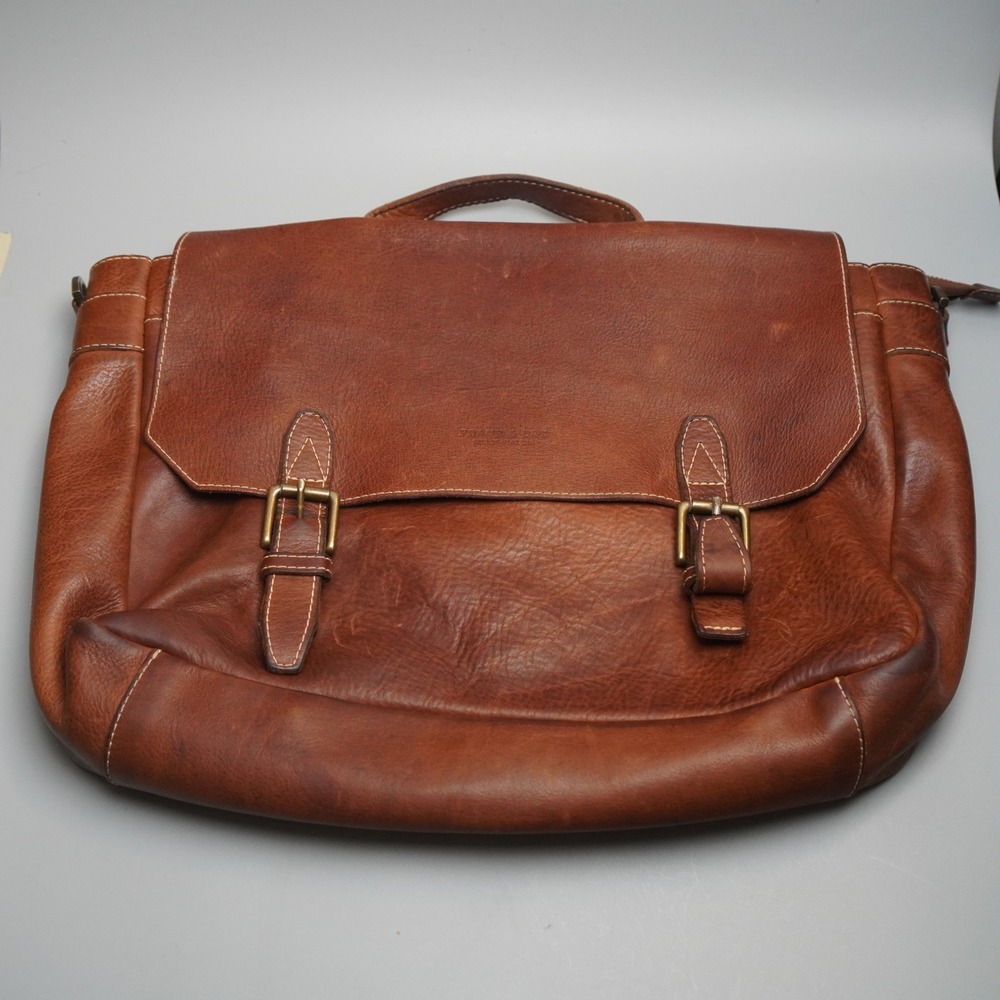 Frank & Oak Brown Leather Messenger Bag Laptop Briefcase Made in Canada